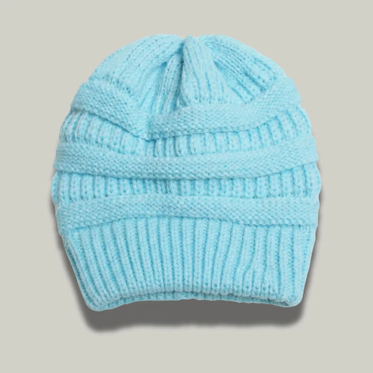 Bonnet Tricot Femme Bleu Ciel Maille Relief Slouchy Maison Shelby