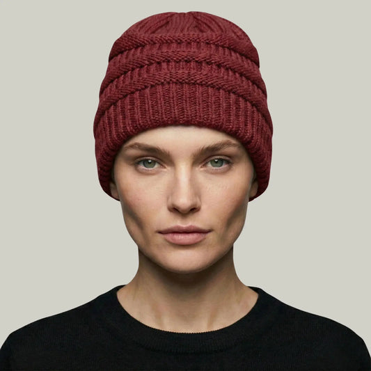 Bonnet Tricot Femme Bordeaux Maille Relief Slouchy Maison Shelby