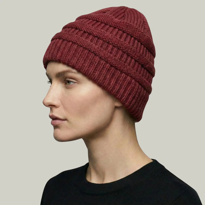 Bonnet Tricot Femme Bordeaux Maille Relief Slouchy Maison Shelby