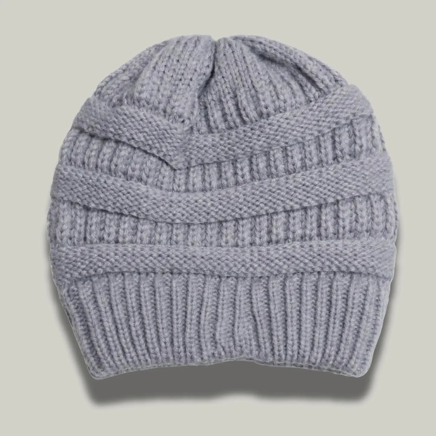 Bonnet Tricot Femme Gris Clair Maille Relief Slouchy Maison Shelby