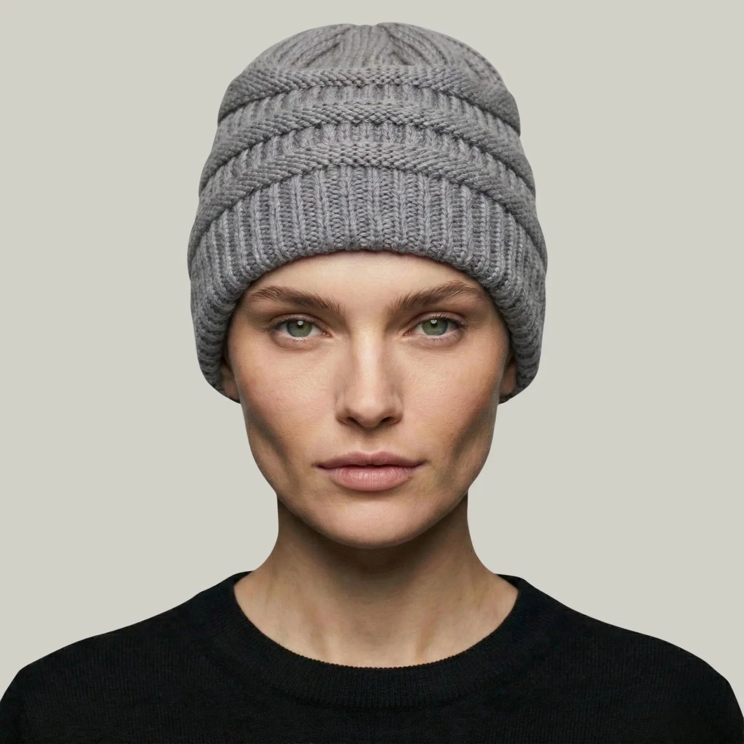 Bonnet Tricot Femme Gris Clair Maille Relief Slouchy Maison Shelby