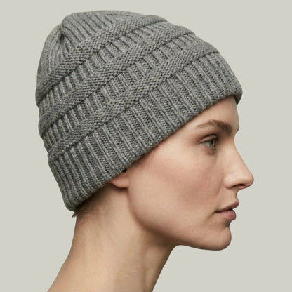 Bonnet Tricot Femme Gris Clair Maille Relief Slouchy Maison Shelby