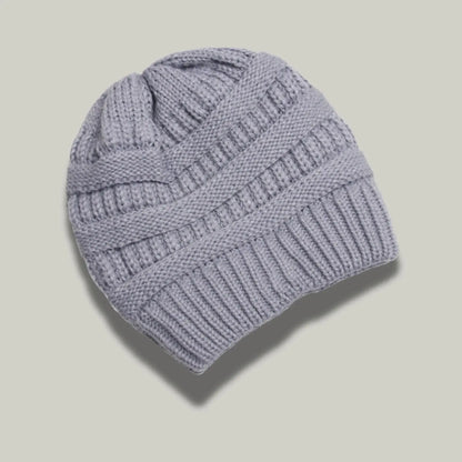 Bonnet Tricot Femme Gris Clair Maille Relief Slouchy Maison Shelby