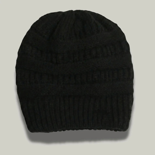 Bonnet Tricot Femme Noir Maille Relief Slouchy Maison Shelby