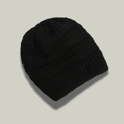 Bonnet Tricot Femme Noir Maille Relief Slouchy Maison Shelby