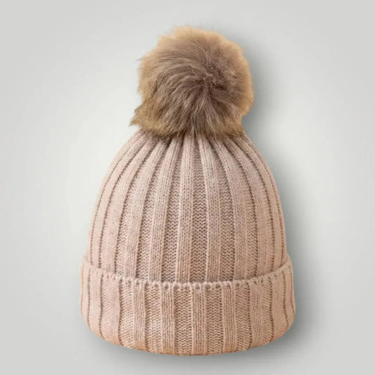 Bonnet Tricot Femme Nude Pompon Fourrure Naturelle Maison Shelby