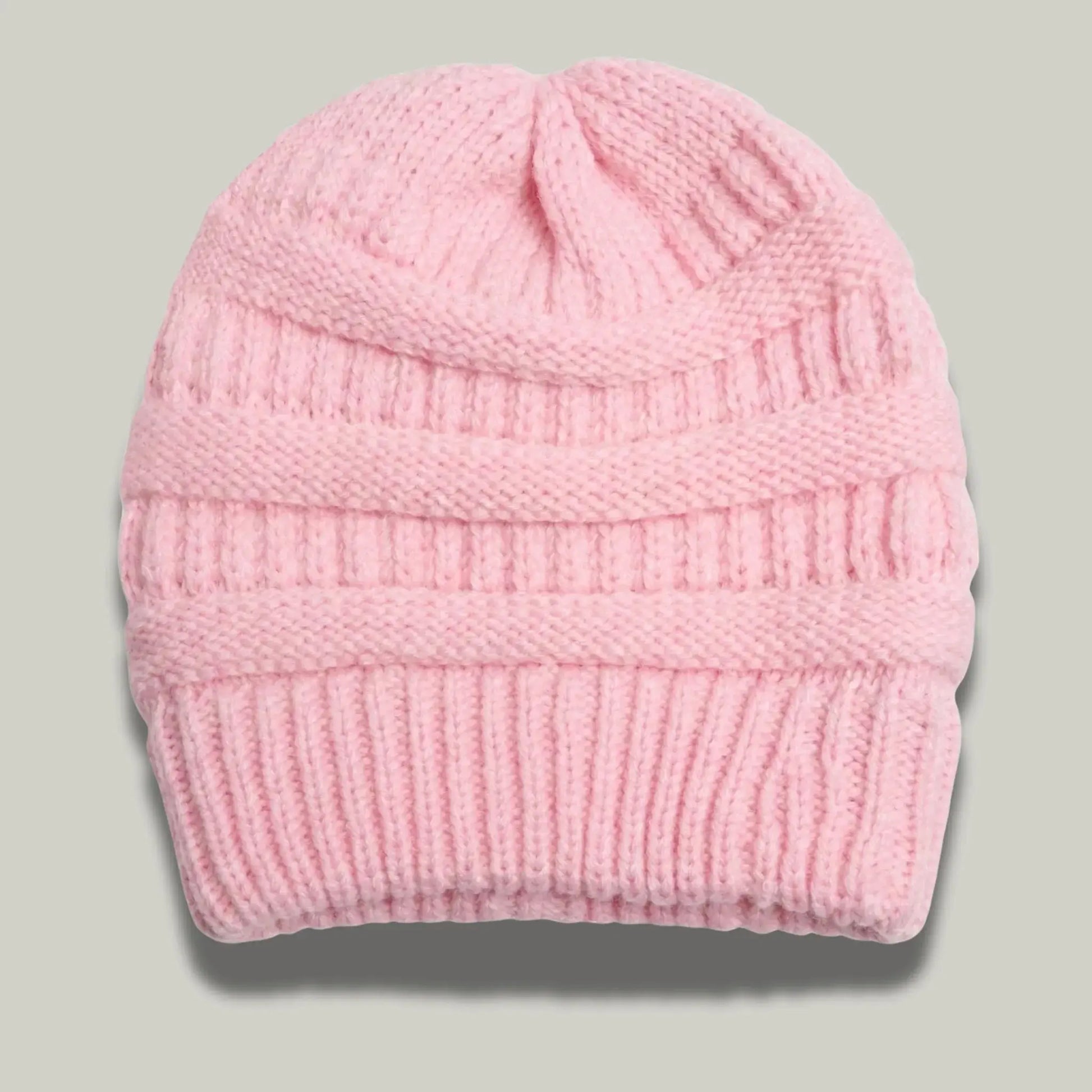 Bonnet Tricot Femme Rose Blush Maille Relief Slouchy Maison Shelby