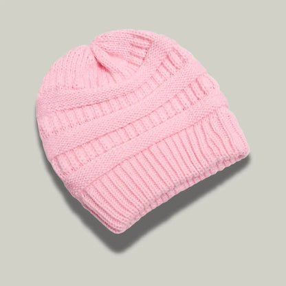 Bonnet Tricot Femme Rose Blush Maille Relief Slouchy Maison Shelby