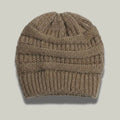 Bonnet Tricot Femme Taupe Maille Relief Slouchy