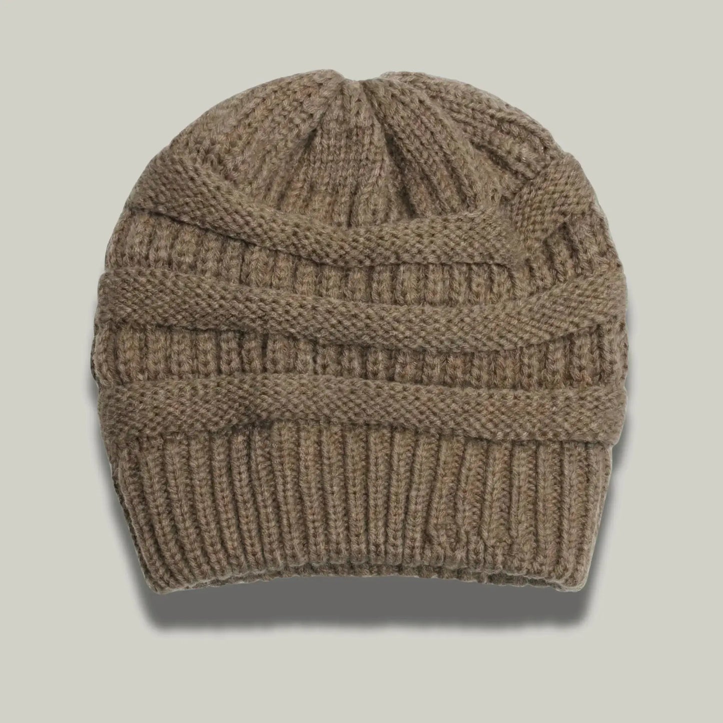 Bonnet Tricot Femme Taupe Maille Relief Slouchy Maison Shelby