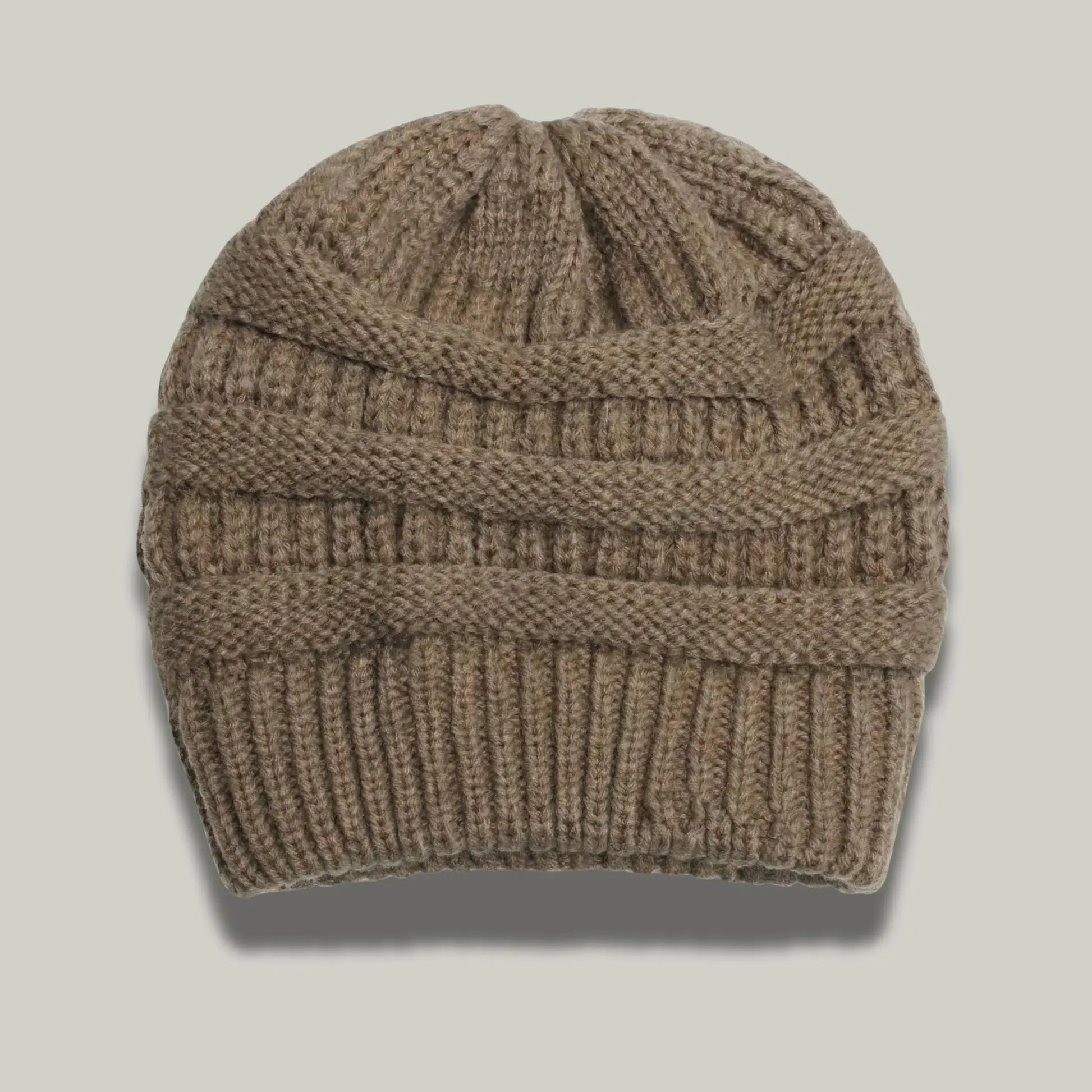 Bonnet Tricot Femme Taupe Maille Relief Slouchy Maison Shelby