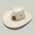 Chapeau Cowboy Shérif Blanc Femme Feutre Étoile Corde