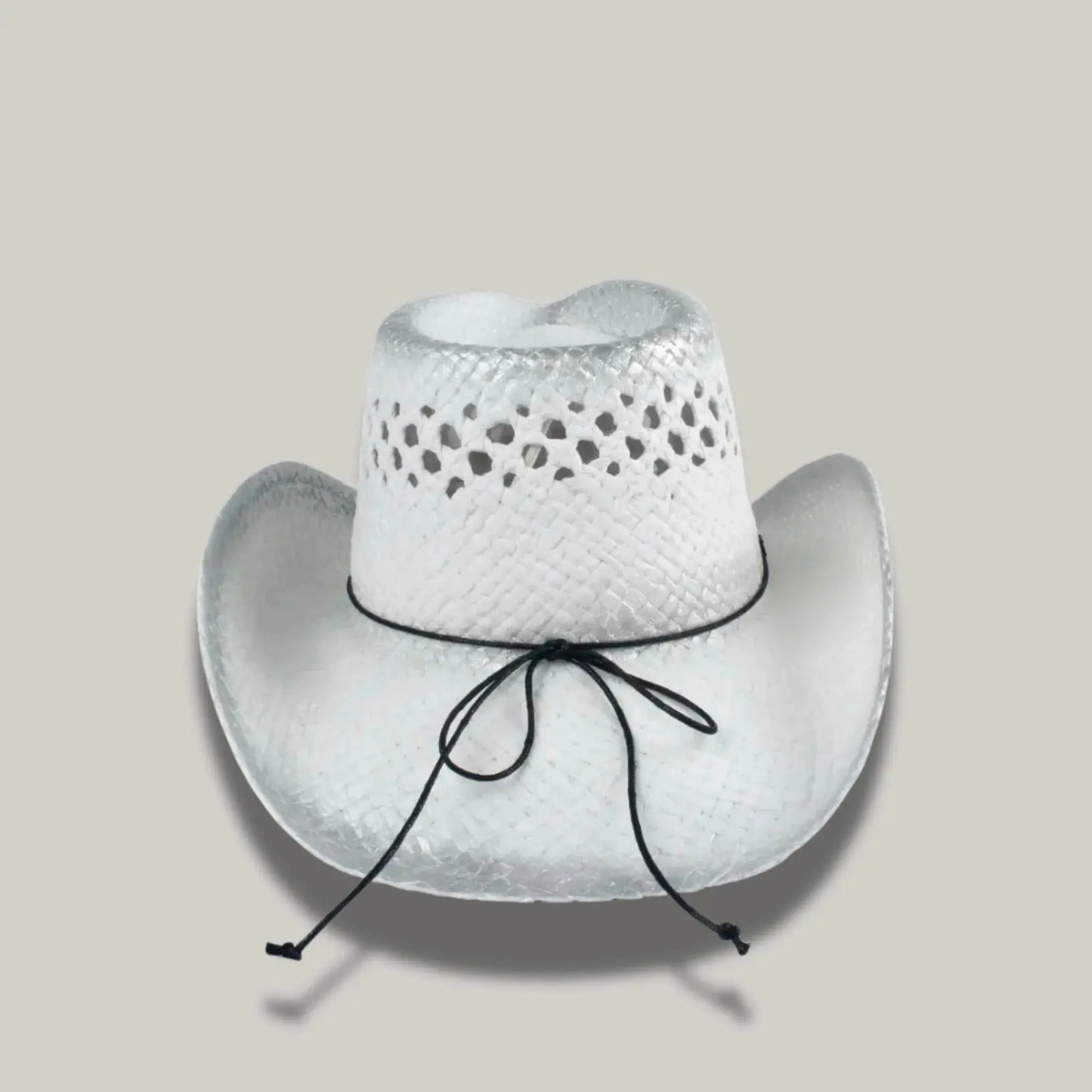 Chapeau Cowboy Blanc Femme Paille Ajourée Bandeau Perles Maison Shelby