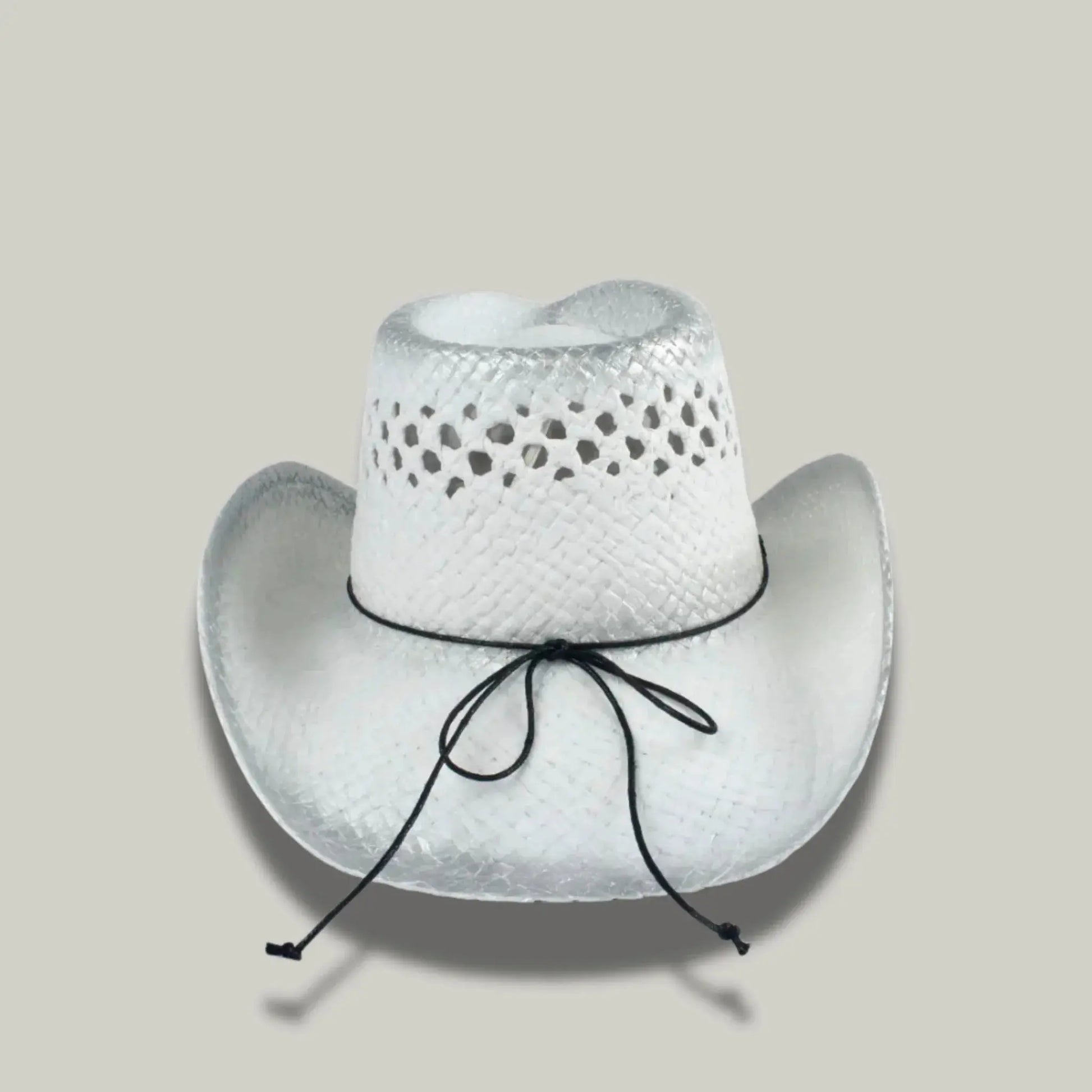 Chapeau Cowboy Blanc Femme Paille Ajourée Bandeau Perles Maison Shelby