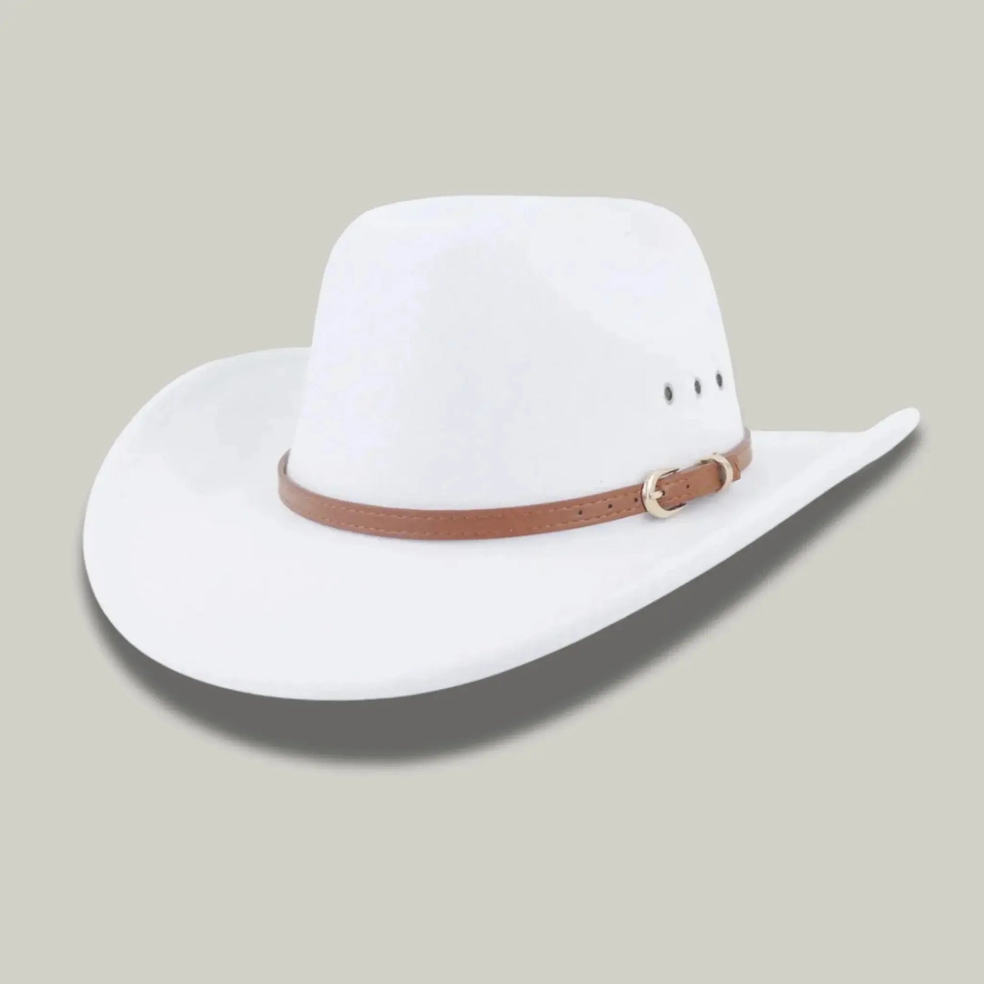 Chapeau Cowboy Blanc Homme Feutre Bandeau Cuir Cognac Maison Shelby