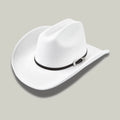 Chapeau Cowboy Blanc Mixte Feutre Bandeau Boucle Argentée
