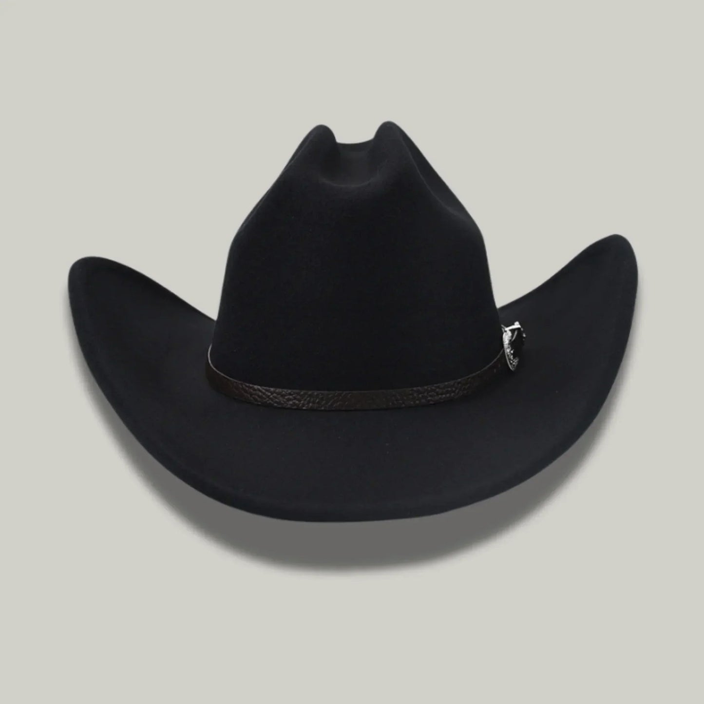 Chapeau Cowboy Blanc Mixte Feutre Bandeau Boucle Argentée