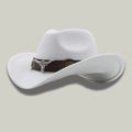 Chapeau Cowboy Blanc Mixte Feutre Bandeau Taureau Cuir