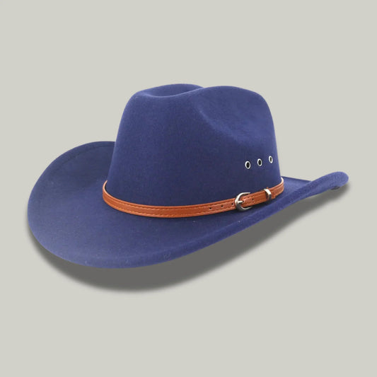 Chapeau Cowboy Bleu Ardoise Homme Feutre Bandeau Cuir