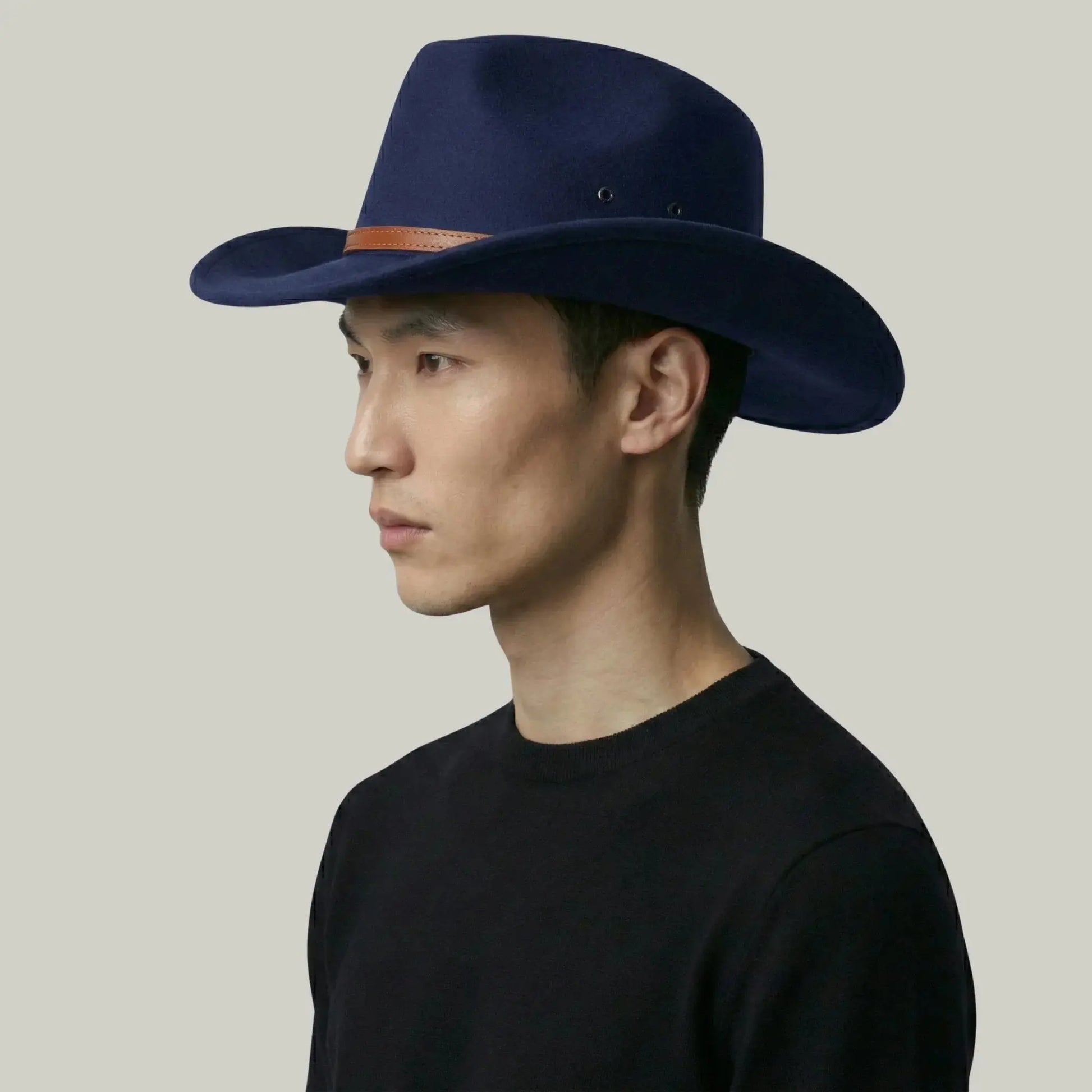 Chapeau Cowboy Bleu Ardoise Homme Feutre Bandeau Cuir Maison Shelby