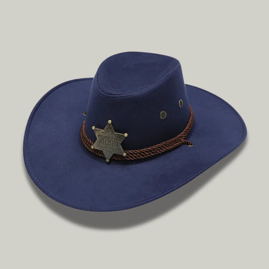 Chapeau Cowboy Bleu Marine Femme Feutre Étoile Shérif