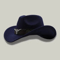 Chapeau Cowboy Bleu Nuit Mixte Feutre Bandeau Taureau Cuir