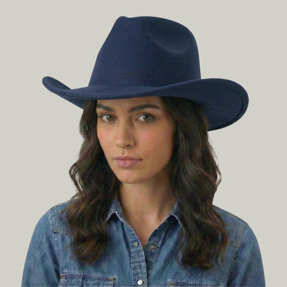 Chapeau Cowboy Bleu Nuit Mixte Uni Feutre