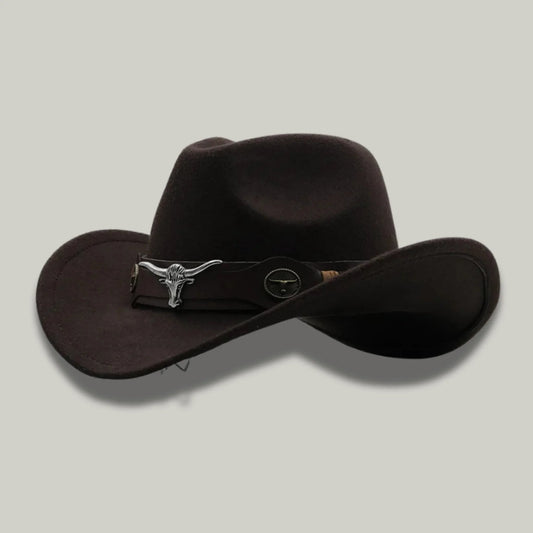 Chapeau Cowboy Chocolat Mixte Bandeau Taureau Cuir