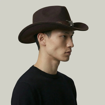 Chapeau Cowboy Chocolat Mixte Bandeau Taureau Cuir Maison Shelby