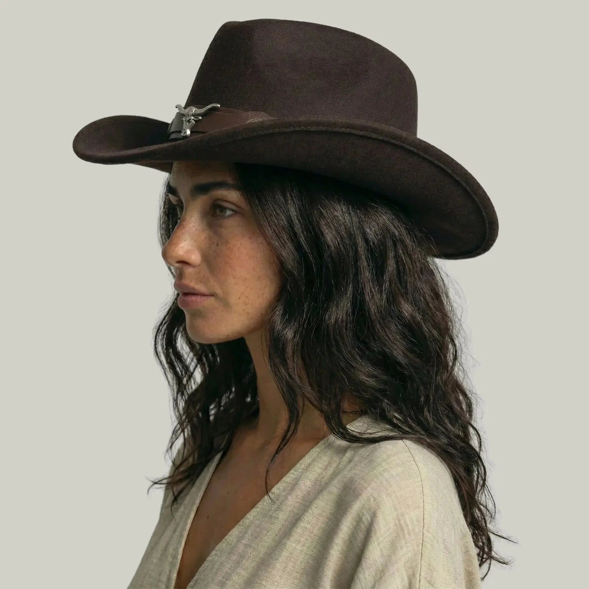 Chapeau Cowboy Chocolat Mixte Bandeau Taureau Cuir Maison Shelby