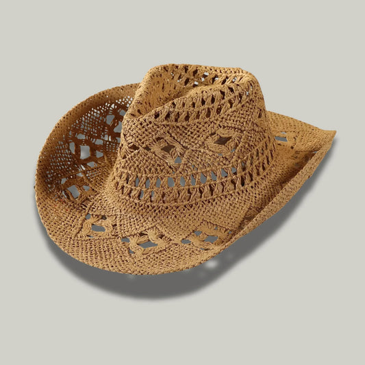 Chapeau Cowboy Femme Camel Crochet Ajouré