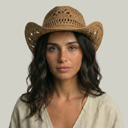 Chapeau Cowboy Femme Camel Crochet Ajouré Maison Shelby
