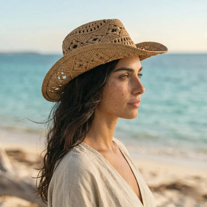 Chapeau Cowboy Femme Camel Crochet Ajouré Maison Shelby