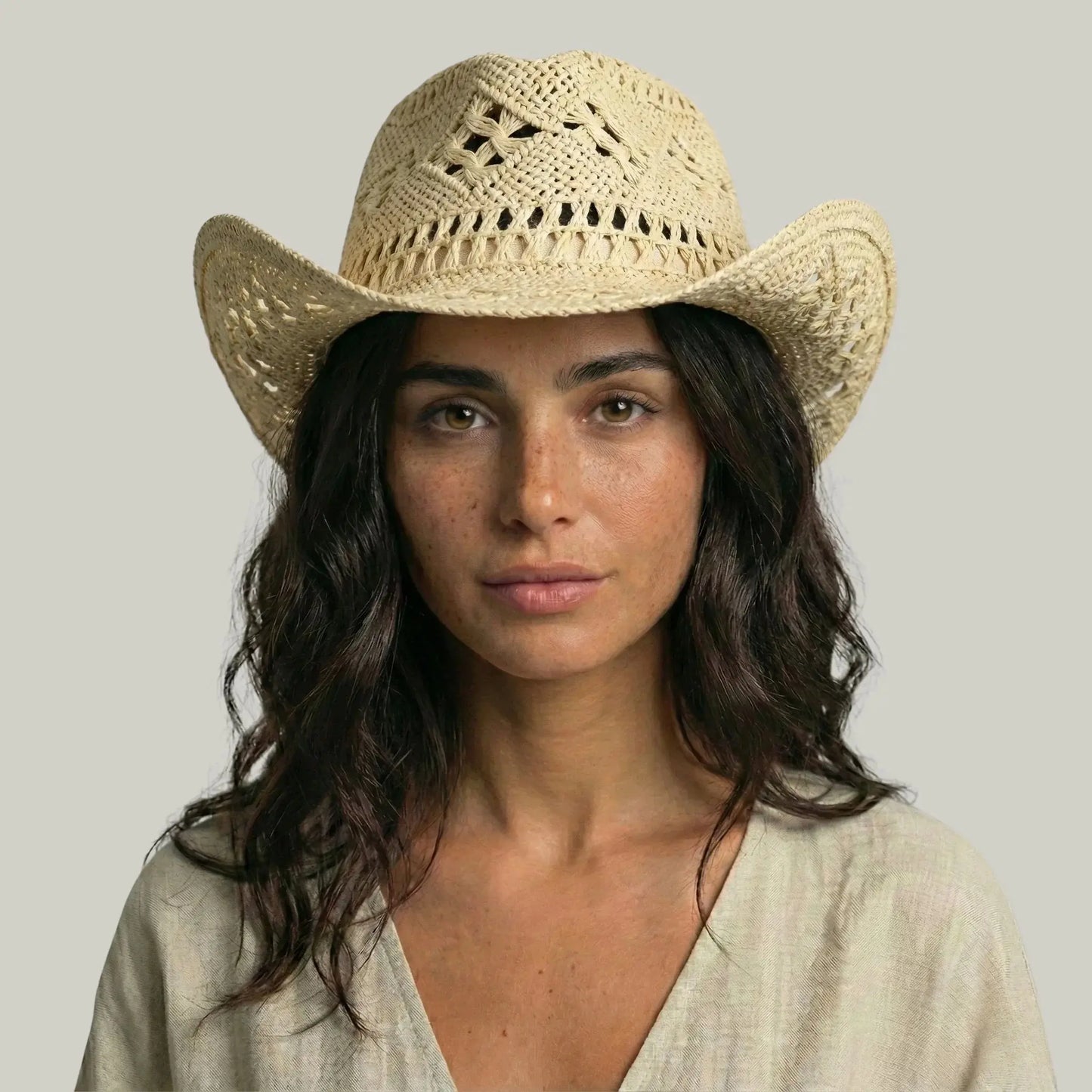 Chapeau Cowboy Femme Écru Crochet Ajouré Maison Shelby