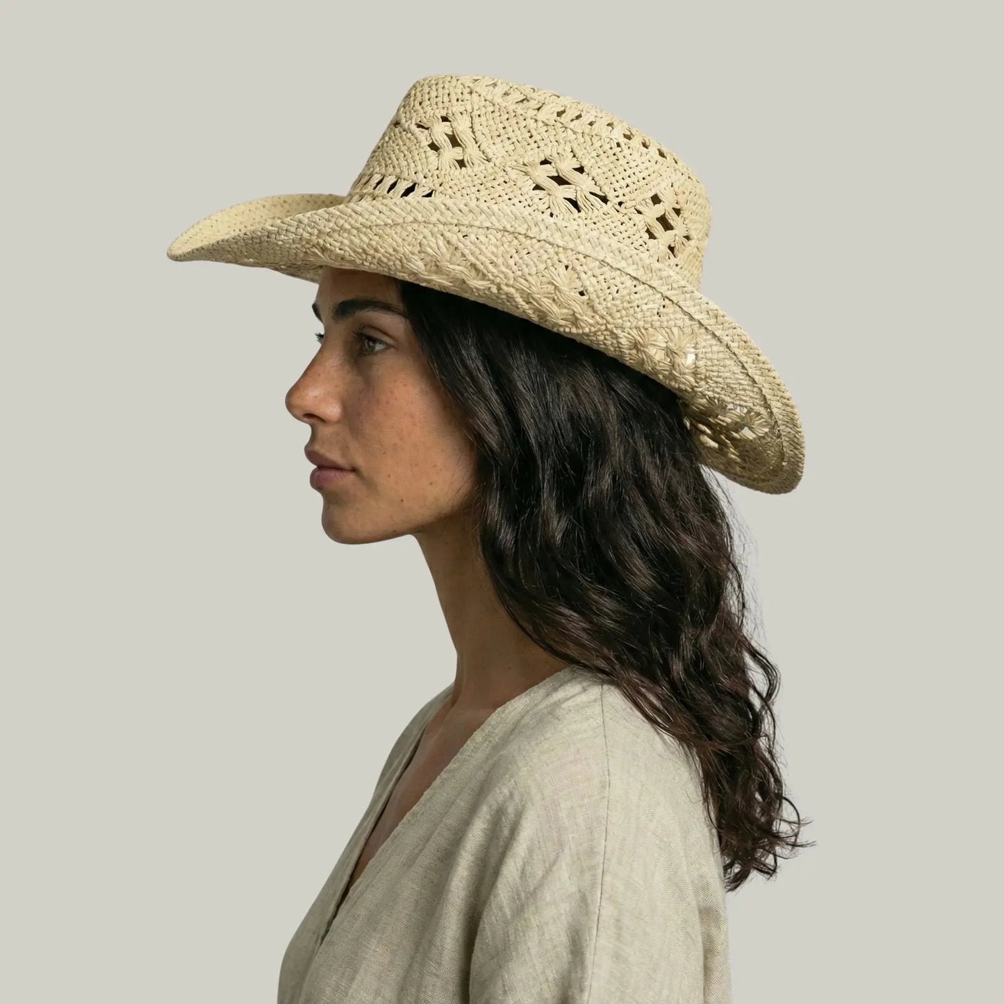 Chapeau Cowboy Femme Écru Crochet Ajouré Maison Shelby