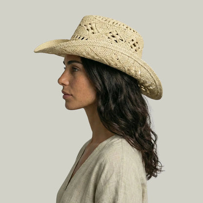 Chapeau Cowboy Femme Écru Crochet Ajouré Maison Shelby