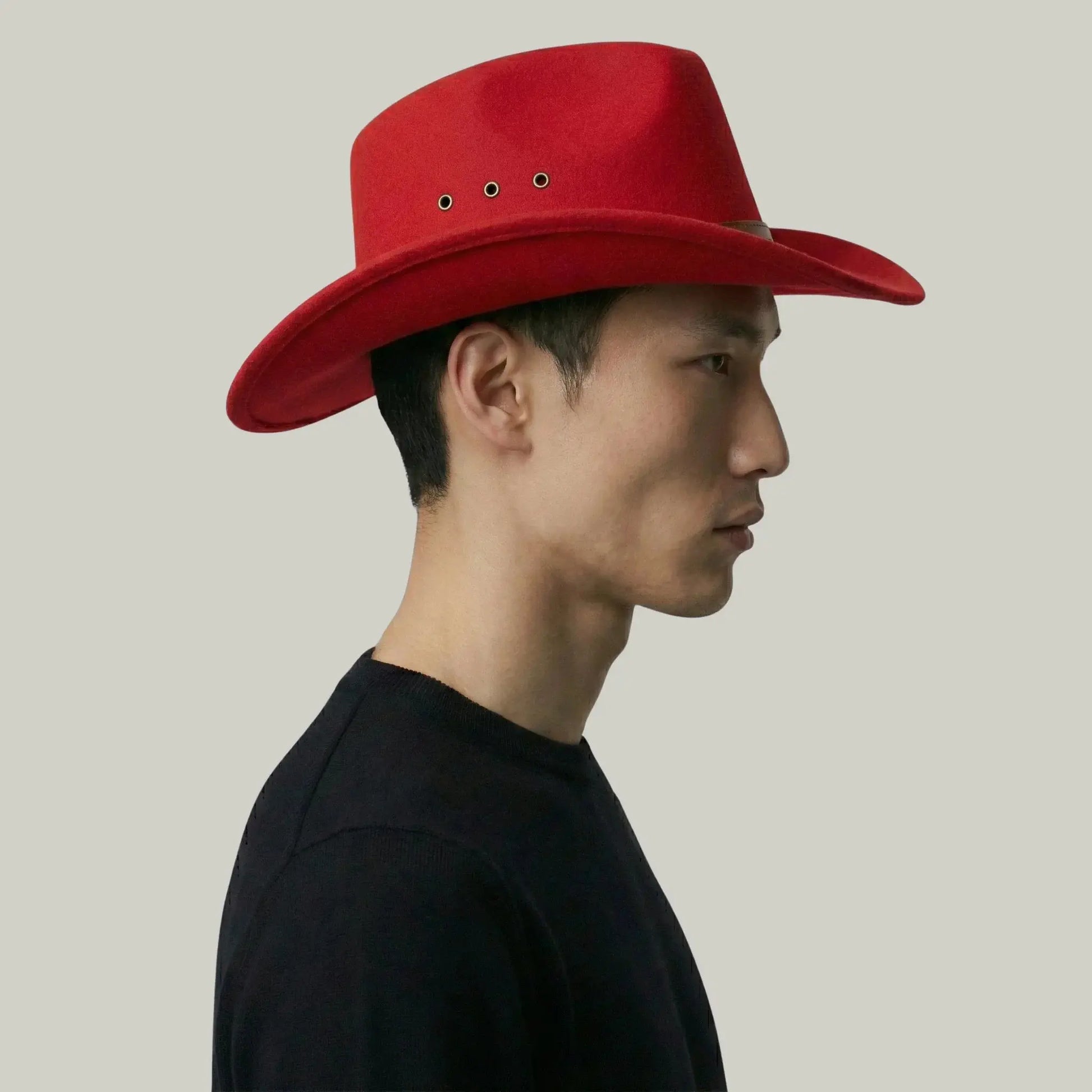 Chapeau Cowboy Framboise Homme Feutre Bandeau Cuir Maison Shelby