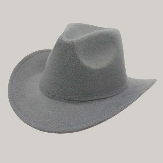 Chapeau Cowboy Gris Clair Mixte Uni Feutre