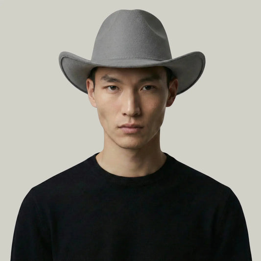 Chapeau Cowboy Gris Clair Mixte Uni Feutre Maison Shelby