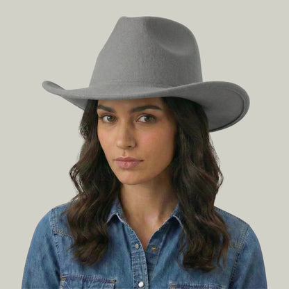 Chapeau Cowboy Gris Clair Mixte Uni Feutre Maison Shelby