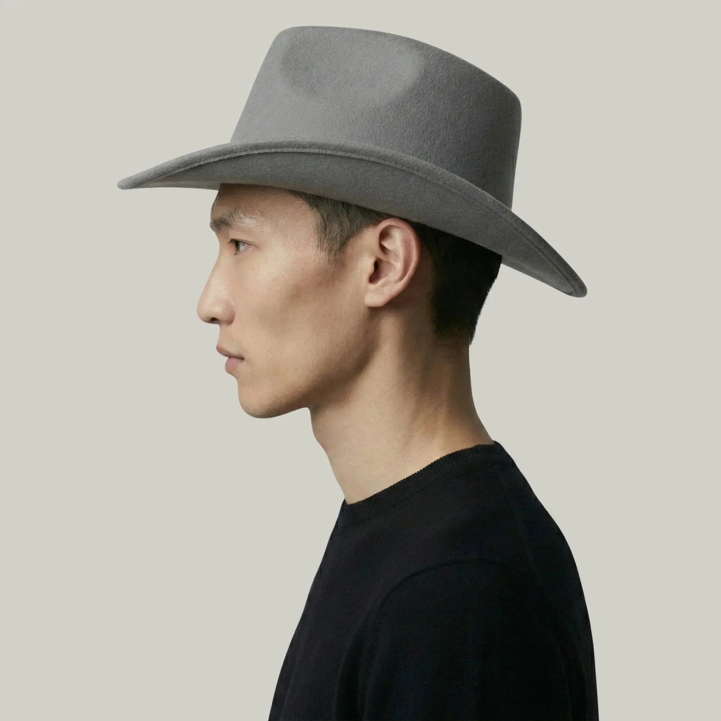 Chapeau Cowboy Gris Clair Mixte Uni Feutre Maison Shelby