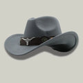 Chapeau Cowboy Gris Mixte Feutre Bandeau Taureau Cuir