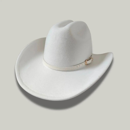 Chapeau Cowboy Ivoire Mixte Feutre Bandeau Fin Uni
