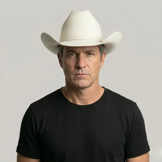 Chapeau Cowboy Ivoire Mixte Feutre Bandeau Fin Uni Maison Shelby