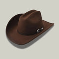 Chapeau Cowboy Marron Mixte Feutre Boucle Argentée