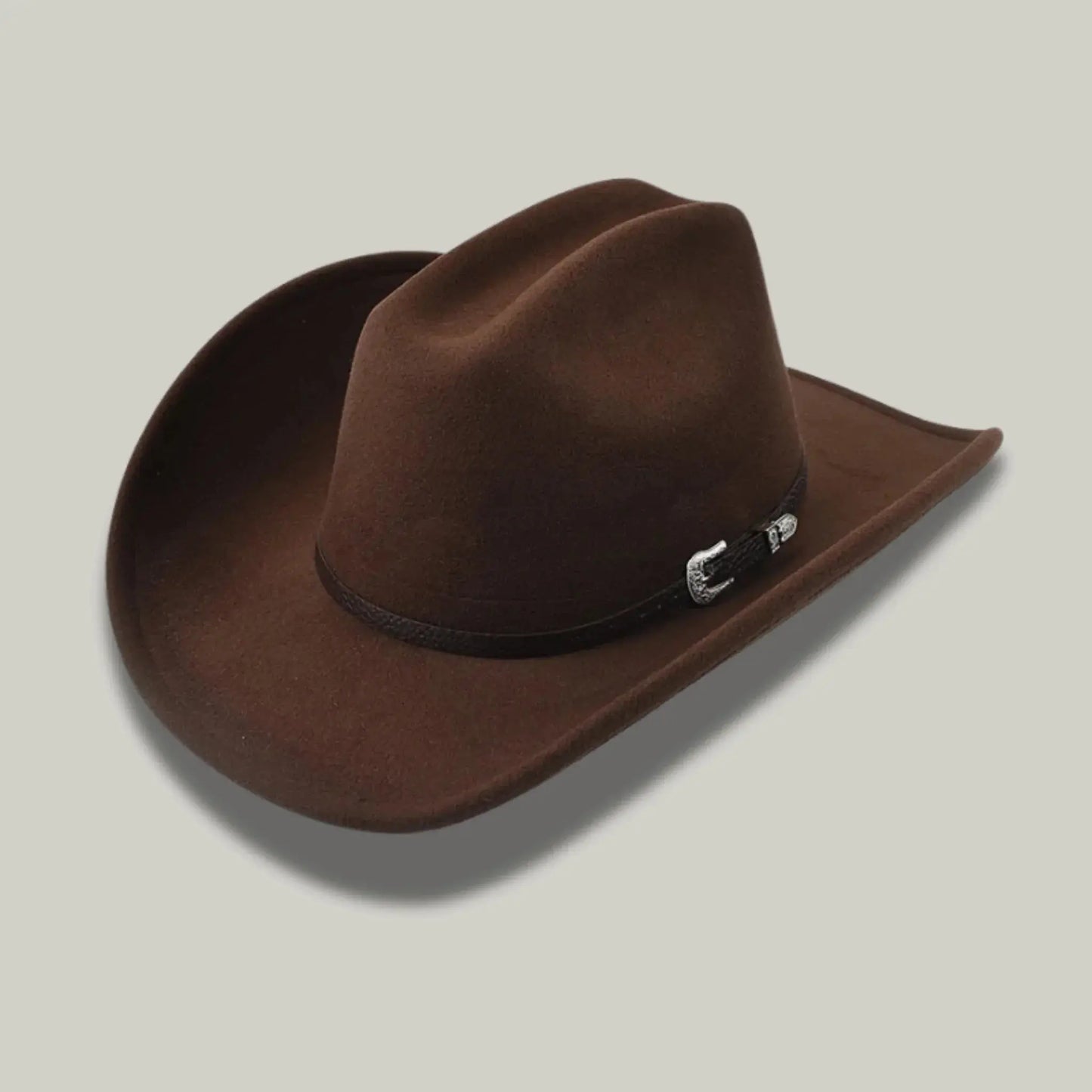 Chapeau Cowboy Marron Mixte Feutre Boucle Argentée Maison Shelby