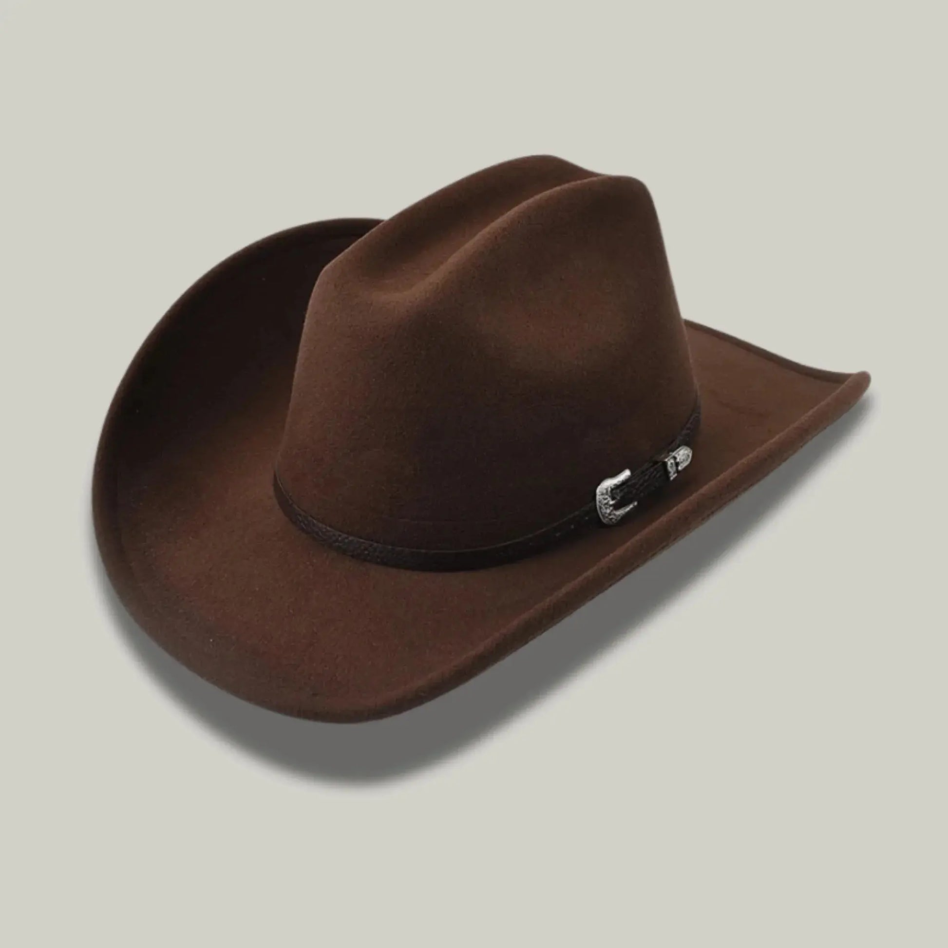 Chapeau Cowboy Marron Mixte Feutre Boucle Argentée Maison Shelby