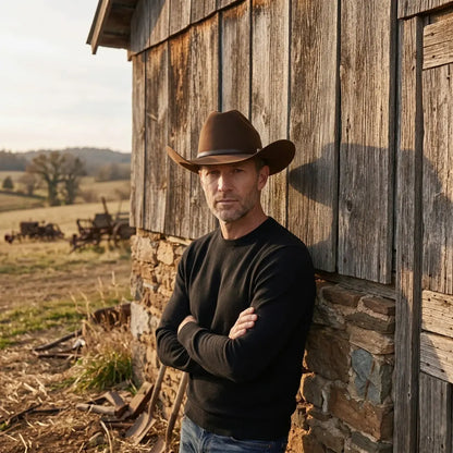 Chapeau Cowboy Marron Mixte Feutre Boucle Argentée Maison Shelby