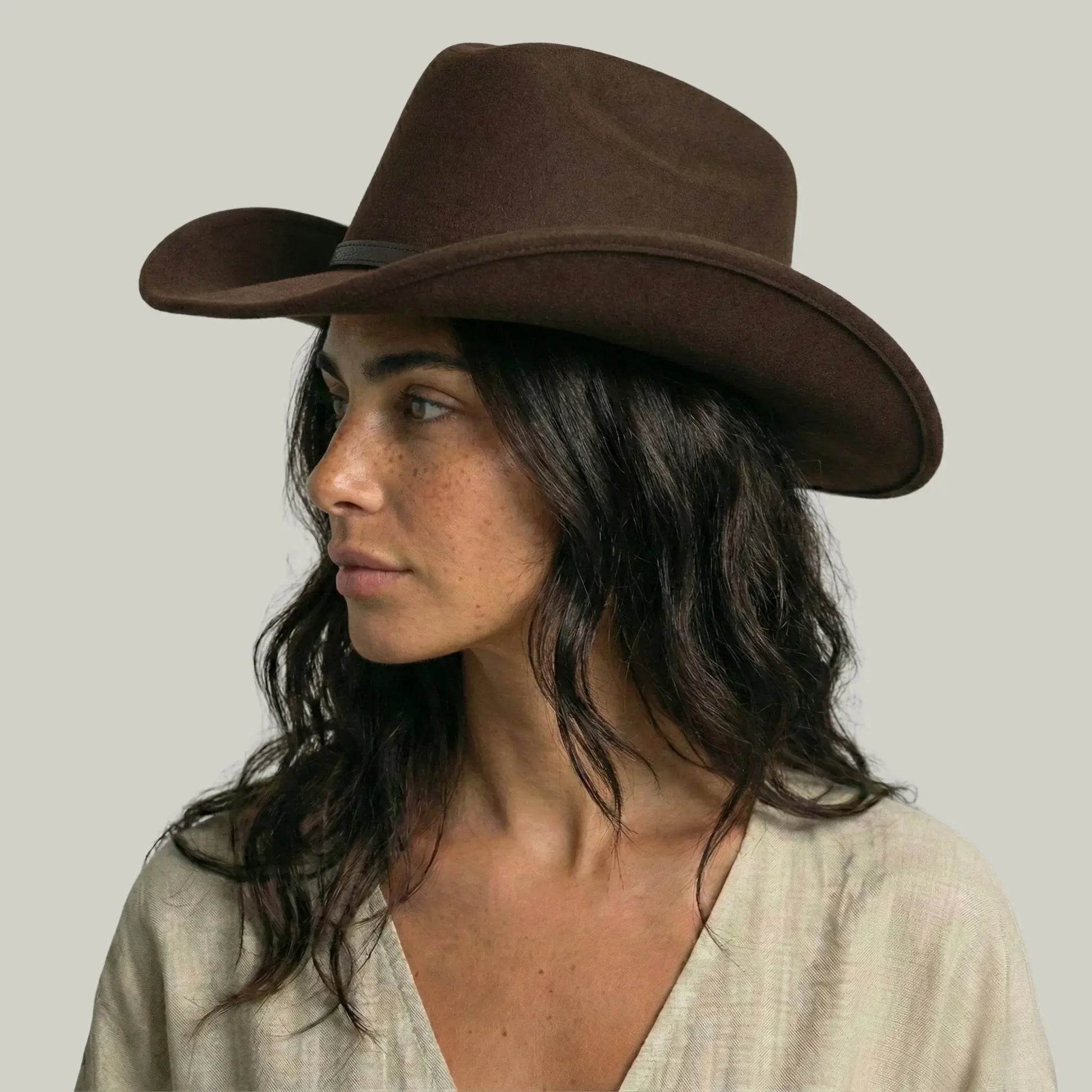 Chapeau Cowboy Marron Mixte Feutre Boucle Argentée Maison Shelby