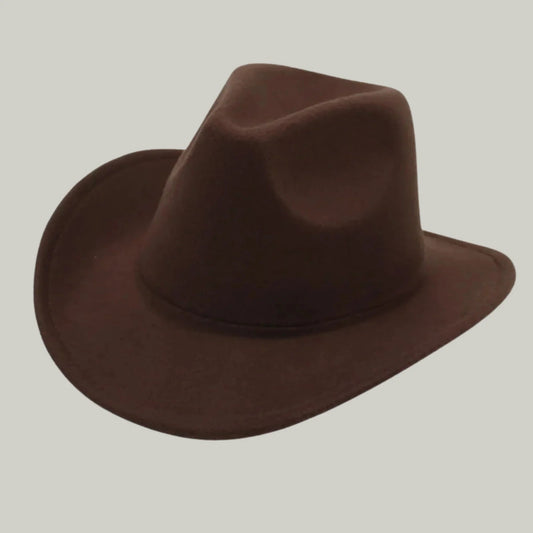Chapeau Cowboy Marron Mixte Uni Feutre